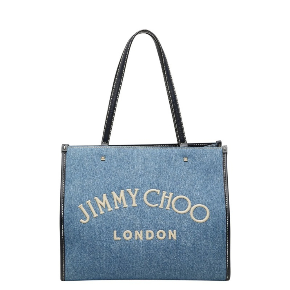 Jimmy Choo VARENNE Tote Bag Handbag Indigo Blue Denim Leather Women's JIMMY CHOO